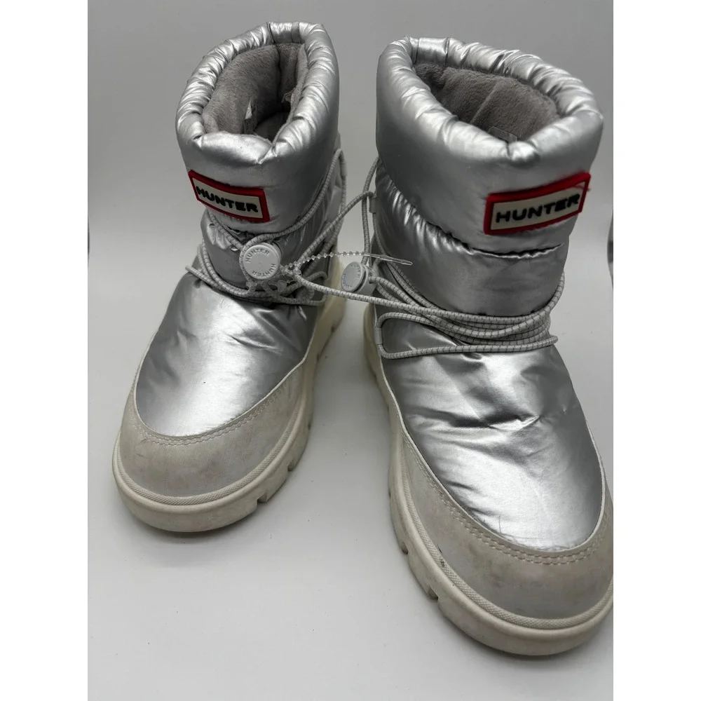 Hunter Intrepid Snow Boots Kids US 13 Silver Metallic Puffer HJCOZY2